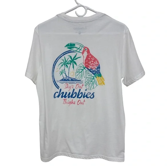 Chubbies “Skys Out Thighs Out” Graphic Pocket Tee Women’s Medium White - Picture 2 of 8